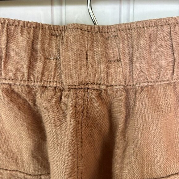 H by Halston Jogger Pants Med 100% Linen Pull On Elastic Drawstring Waist Tan - Picture 5 of 15